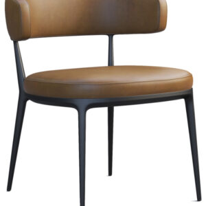 Soft Leather Gunsmoke Brown Statement Chair, steel legs - Image 5