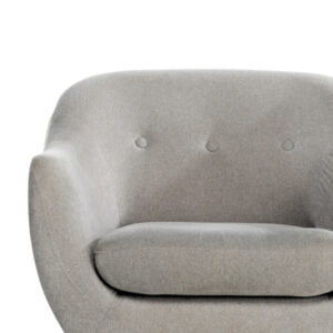 Hygger Soft Cushion Armchair, grey cotton & plywood legs - Image 2