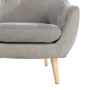 Hygger Soft Cushion Armchair, grey cotton & plywood legs - Image 3