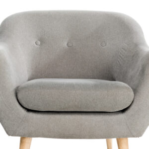 Hygger Soft Cushion Armchair, grey cotton & plywood legs - Image 4