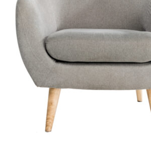 Hygger Soft Cushion Armchair, grey cotton & plywood legs - Image 6